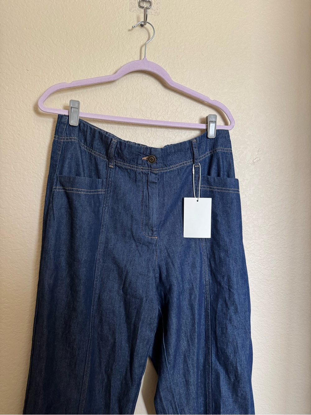 MAYE Goldie Wide Leg Crop Jeans Sz XL Indigo Blue NEW - Picture 5 of 9